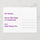 18歳の誕生日：ピンクのストライプとハート、虹色の18 ポストカード (裏面)