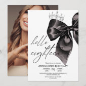 18歳の誕生日 ブラックボウ 18th バースデー ご招待状 招待状 (正面/裏面)