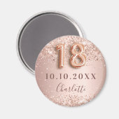 18歳の誕生日 ローズゴールド ブッシュ 保存日付 マグネット (正面/裏面)