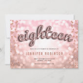 18歳の誕生日 ローズゴールド ブラッシュ 風船 グリッター 招待状 (正面)
