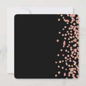 18歳の誕生日 ローズゴールド 偽のグリッター コンフェッティ ブラック 招待状 (裏面)