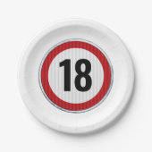 18歳の誕生日 – 任意の年齢の交通標識紙プレート ペーパープレート (正面)