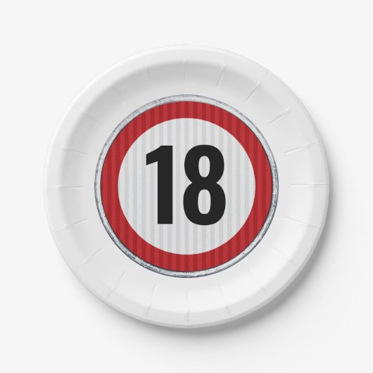 18歳の誕生日 – 任意の年齢の交通標識紙プレート ペーパープレート (正面)