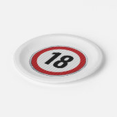 18歳の誕生日 – 任意の年齢の交通標識紙プレート ペーパープレート (アングル)