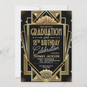 18歳の誕生日　卒業　1920年代　ブラックゴールドの計画 招待状 (正面)