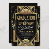 18歳の誕生日　卒業　1920年代　ブラックゴールドの計画 招待状 (正面/裏面)