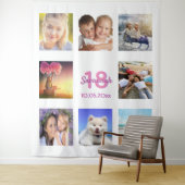 18歳の誕生日 白ピンクの写真コラージュ タペストリー (インサイチュ)