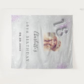 18歳の誕生日 銀色 紫色 写真 グリッター ウェルカム タペストリー (正面(横))