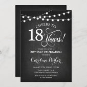 18歳の誕生日 - 黒板 モノクロ 招待状 (正面/裏面)