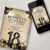 18歳の誕生日 黒金風船 招待状