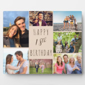 18歳の誕生日 7枚の写真コラージュ ニュートラルベージュ ブラウン フォトプラーク (正面)