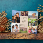 18歳の誕生日 7枚の写真コラージュ ニュートラルベージュ ブラウン フォトプラーク (側面)