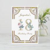 18歳の金ゴールドエレガント誕生会の招待状 招待状 (スタンド正面)