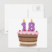 18歳オンお誕生日ケーキ ポストカード (正面/裏面)