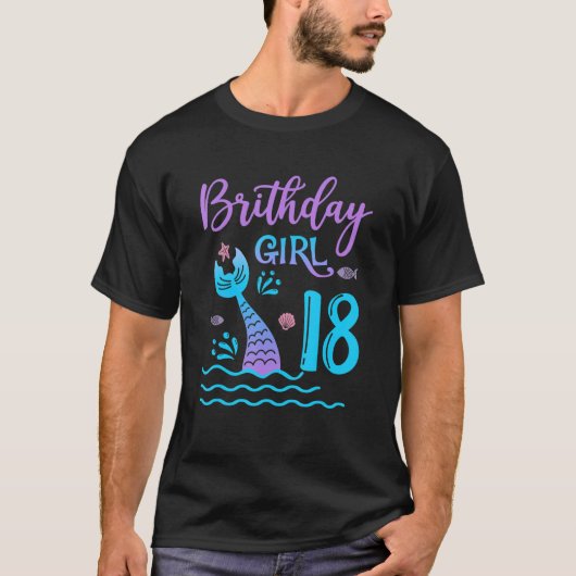 18歳オールドギフトマーメイドテール18誕生日女の子D Tシャツ (正面)