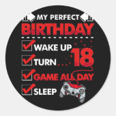 18歳ゲーマーボーイ18th完璧な誕生日ゲーム ラウンドシール (正面)