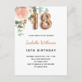 18歳フローラバラ金ゴールドユーカリ緑 インビテーションポストカード (正面)