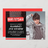 18歳招待状メンズパーティーフォトレッド 招待状 (正面/裏面)