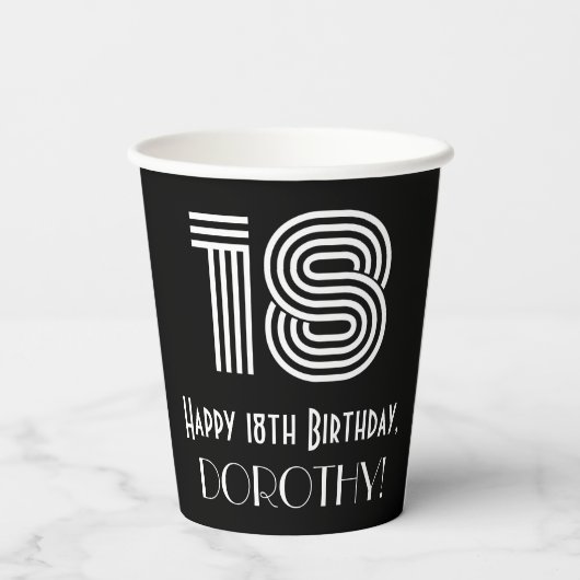 18番目の誕生日:インスパイアアールデコの検索「18」 +名前 紙コップ (裏面)