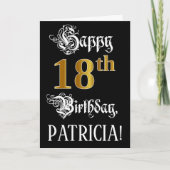 18番目の誕生日:ファンシースクリプト、フェイク金ゴールド・ルック、名前 カード (正面)