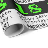 18番目の誕生日- Nerdy / オタク系のスタイル"18"と名前 ラッピングペーパー (ロールコーナー)