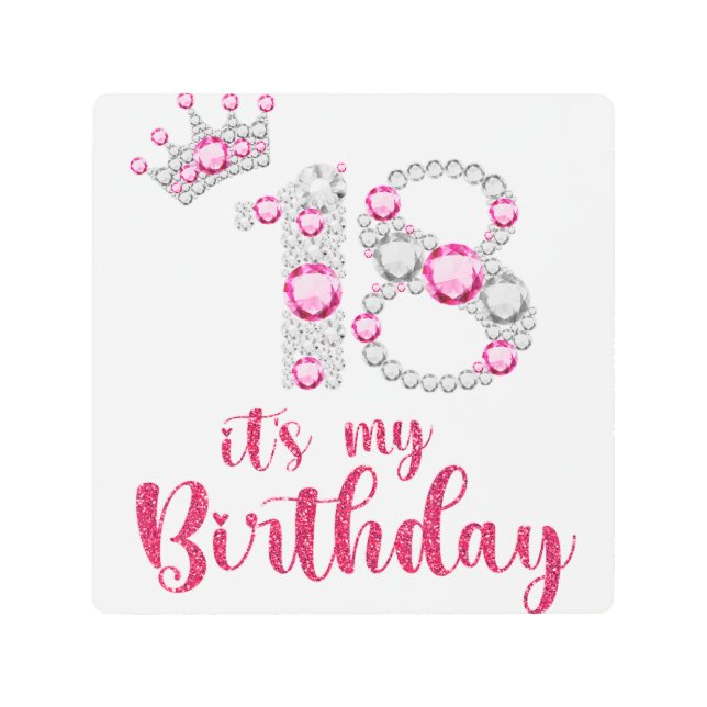 18私の誕生日18誕生日18歳Bda メタルプリント (正面)