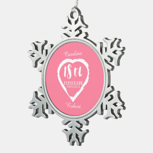 18結婚周年磁伝統的器 スノーフレークピューターオーナメント (右)