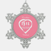 18結婚周年磁伝統的器 スノーフレークピューターオーナメント (正面)