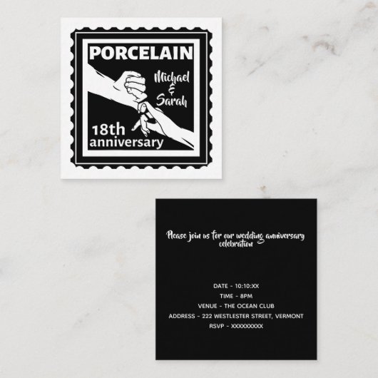 18結婚周年磁器伝統的 エンクロージャーカード (正面/裏面)