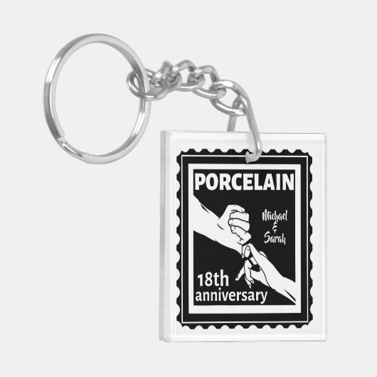 18結婚周年磁器伝統的 キーホルダー (正面左)