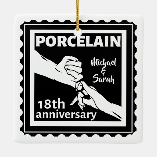 18結婚周年磁器伝統的 セラミックオーナメント (裏面)