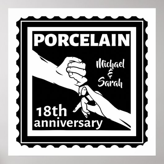 18結婚周年磁器伝統的 ポスター (正面)