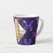 18結婚周年記念磁器猫の目とブルー カフェラテマグ (右アングル)