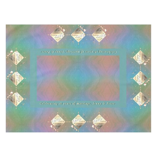 18結婚周年記念磁器猫の目とブルー テーブルクロス (正面(横))