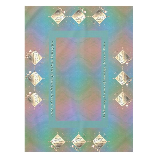 18結婚周年記念磁器猫の目とブルー テーブルクロス (正面)