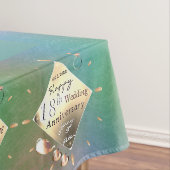 18結婚周年記念磁器猫の目とブルー テーブルクロス (インサイチュ)