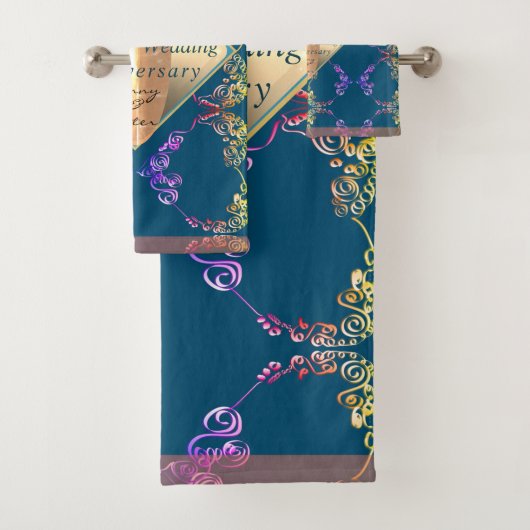 18結婚周年記念磁器猫の目とブルー バスタオルセット (インサイチュ)