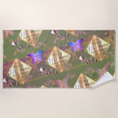 18結婚周年記念磁器猫の目 ビーチタオル (正面)