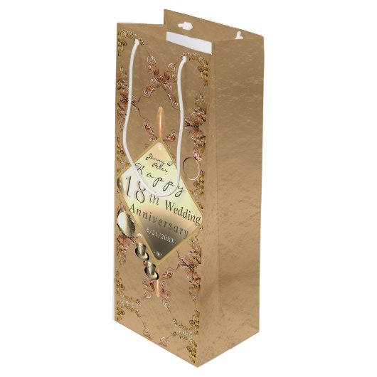 18結婚周年記念磁器猫の目 ワインギフトバッグ (正面アングル)