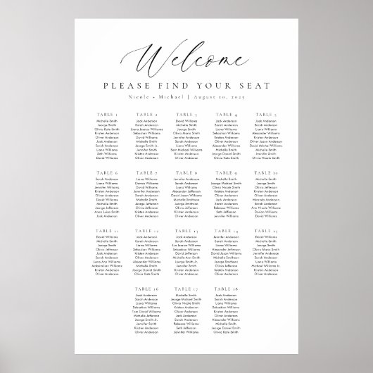 18表ウェルカムシーティングチャート ポスター (正面)