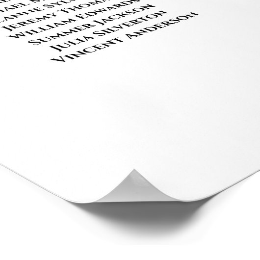 18表ティール(緑がかった色)エレガントバラの結婚座席表 ポスター (角)