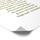 18表(白と金ゴールドのリボン結婚の座席表) ポスター (角)