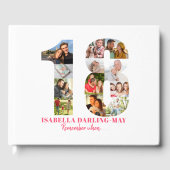 18誕生日いつ…ピンク色のコラージュ ゲストブック (正面)