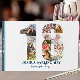 18誕生日いつ…青いコラージュ ゲストブック