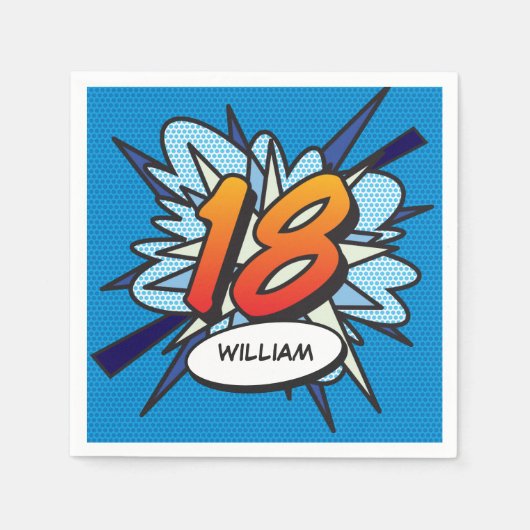 18誕生日おもしろいレトロ漫画簿 スタンダードカクテルナプキン (正面)