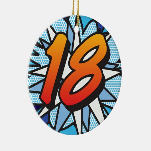 18誕生日おもしろいレトロ漫画簿 セラミックオーナメント (右)