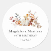 18誕生日かぼちゃ秋フラワー封筒用シール ラウンドシール (正面)