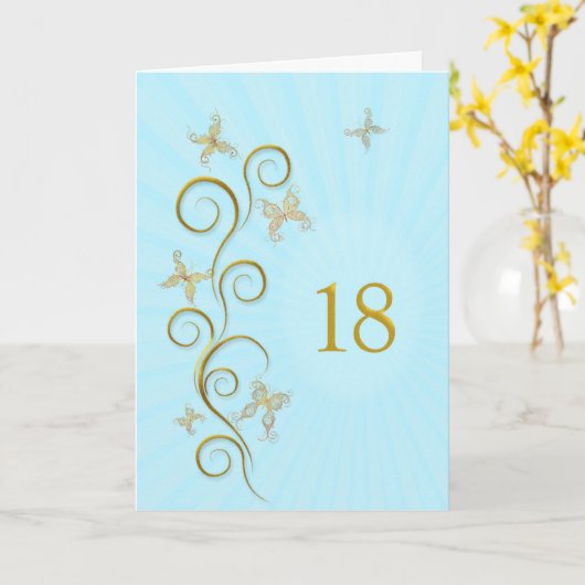 18誕生日と金蝶 カード (黄色い花)