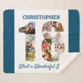 18誕生日の写真のコラージュ シェルパブランケット (正面(横))