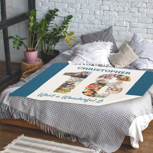 18誕生日の写真のコラージュ シェルパブランケット